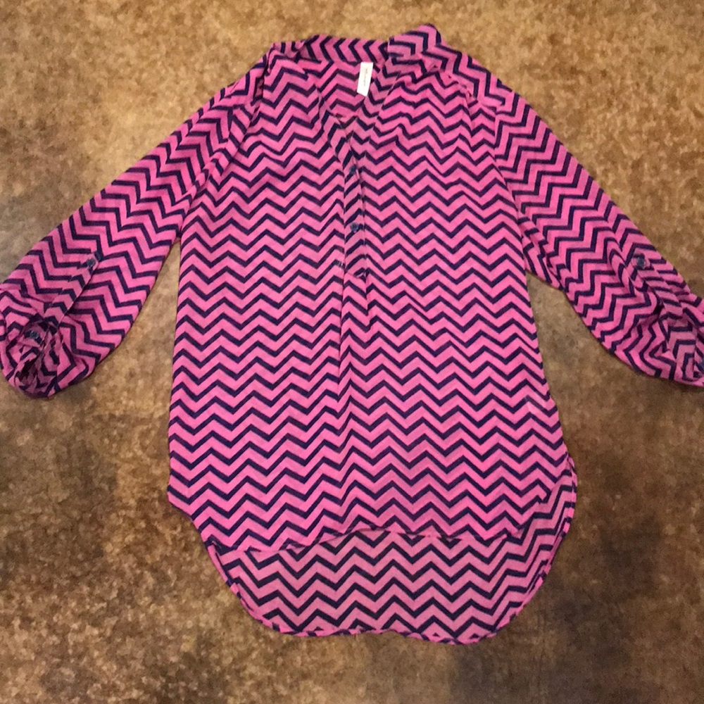 Pink and navy sheer tunic